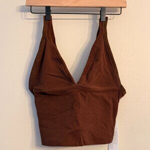 Urban Outfitters Brown Cropped Stretch Tank Top